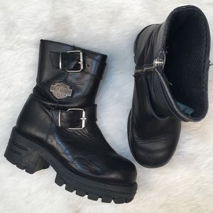 Harley Davidson Black Leather Moto Boots